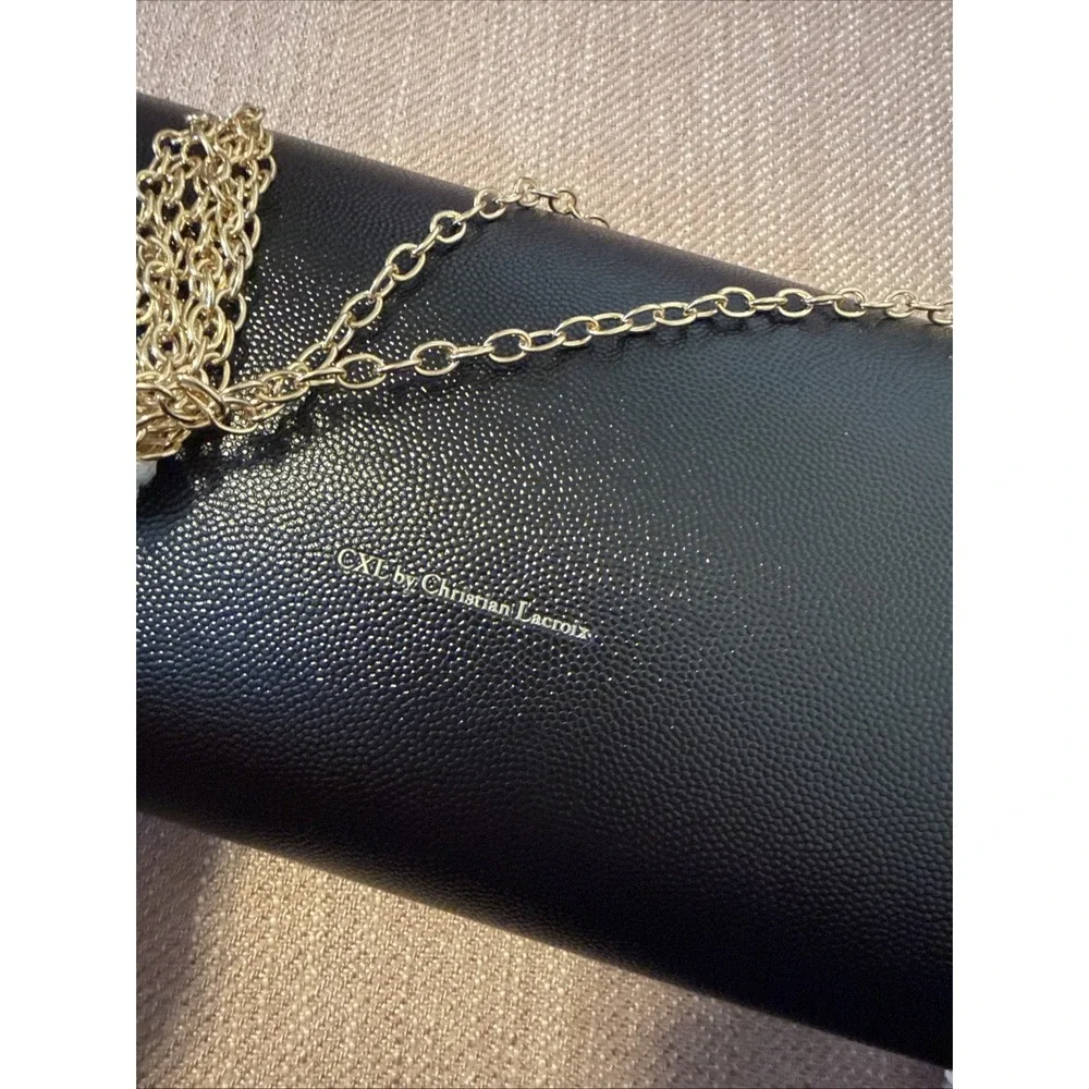 NEW CXL by‎ Christian Lacroix Women's Glam Caviar Clutch w/Detachable Chain